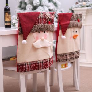 MAOMEI STORE Elastic Holiday Chair Back Home Decoration Santa Claus Slipcovers Christmas Decoration Chair Covers Chair Seat Cover Kitchen Supplies