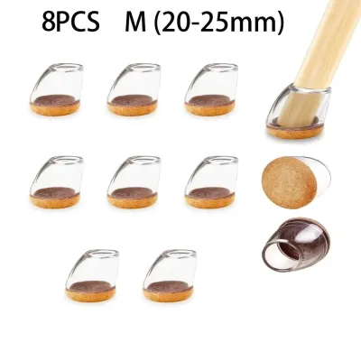 JONATHANSDG Felt Surface Silicone Chair Leg Protectors Silicone Material 15-25° Slanted Furniture Leg Caps Foot Covers 8 Pieces Set Furniture Foot Pads Hardwood Floor Protection