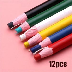 12Pcs Tailor Fabric Sewing Mark Pencil Set Colorful Cut Free Hand Torn Erasable Lead Tool