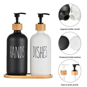 SAVIA 2Pcs Refillable Hand Dish Soap Dispenser Empty Rust-Proof Soap Dispenser Bottle Simple 475ML Liquid Storage Container Detergent Storage