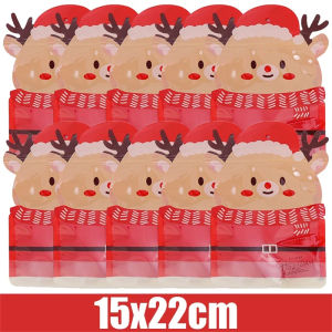 Dizoey 20/5PCS Christmas Tree Shaped Gift Bag for Candy Chocolate Cookie Biscuit Packing Bags New Year Party Packaging Pouch Decoration