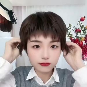 1208 Wig Real Hair Full Real Hair Short Hair Young 2023 New Fashion Summer Full Top Age-Reducing Short Hair Wig Women