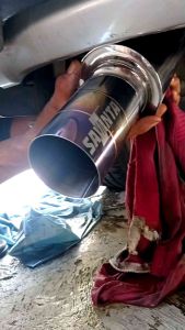 Knalpot Racing Mobil HKS Brong 3.5inch Full Stainless Ngebass Empuk Adem Bulet Blue