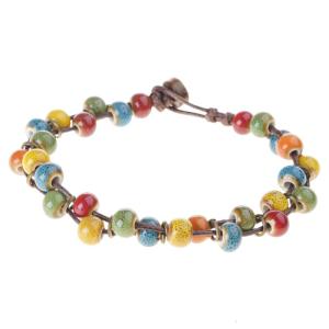Distinctive Handmade Ceramic Bracelet Colorful Woven Handchain Everyday Wear Wristchain Festival for Women
