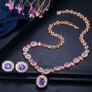 SEQUITO High Grade Yellow Gold Plated Women Jewelry Paved Setting Oval AAA Cubic Zirconia Fine Sunflower Shape Big Party Pageant Pendant Necklace Stud Earrings Set SJ321