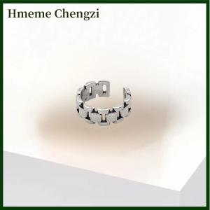 Hmeme 1 2PCS Cold Style Retro Trend Ring Female Ins Old Watch Strap Simple Opening Personality Fashion Ins Hollow