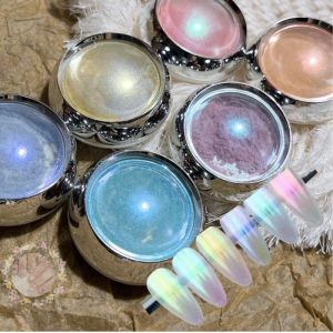 Set bột tráng gương ngọc trai 6 màu trong suốt (kèm cọ chà tráng gương)