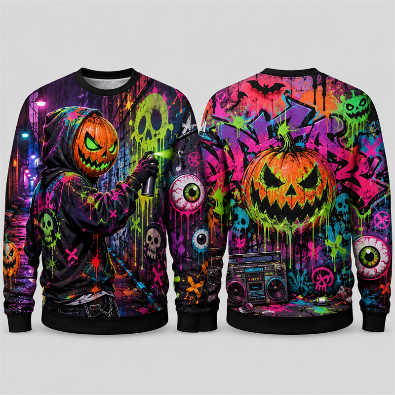 7CYM [Local Stock] Christmas Halloween Pumpkin Ghost Graffiti ...