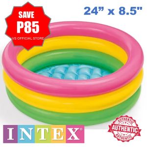 INTEX 57107 Sunset Glow Baby Pool 3-Ring / Inflatable Floor Ages 1-3 (24 x 8½ in) [SAVE P85]