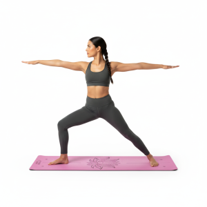 Light-weight portable yoga mat by Nourish Theory | 1.5 mm | Natural rubber frosted top | No PVC/EVA/Suede/TPE. For stability solid grip skin-friendly sustainable easy maintenance.