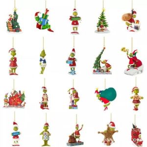 Christmas Acrylic Pendant 20 Pieces Grinch Theme Tree Decoration Party Gift Decoration