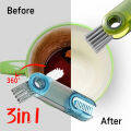 【cheapest+IN STOCK】Portable 3 in 1 Multifunctional Cleaning Brush Bottle Mouth Cap Detail Cup Brush Feeding Bottle Brush Multifunctional Grooved Cup Cover Brush Bestliving. 