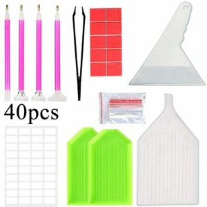 44/52/57/74 Pcs 5D DIY Diamond Painting Cross Stitch Kit Set Tools with Grid Storage Sticky Pen Tweezers for Beginners