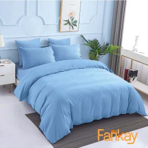 Bed Cover Set Sprei Polos Pastel Blue - Ukuran Lengkap 90x200 - 200x200 - Fankay