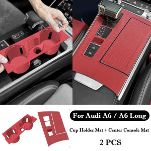 ZZSA For Audi A6 Long C8 A7 A7L 4K Car Central Console Silicone Pad Cup Holder Mat Protector Cover Antifouling Interior Accessories K7M2P