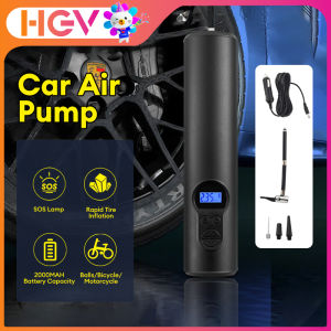HGV (Ready Stock) Portable Car Tyre Inflator Tyre Pressure Pump Electric Tire Pump Rechargeable Wireless Car Air Pump With Led Lights Tyre Car Tyre Pump Portable Car Air Compressor Pump for Motorcycle Bicycle Basketball Balloon