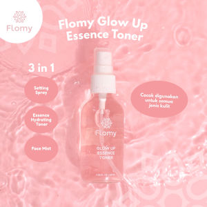 Flomy Glow Up Essence Toner 3 in 1 Essence Hydrating Toner Face Mist Setting Spray Wajah Cerah Glowing