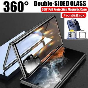 Magnetic Flip Case for Huawei Honor 90/ 100Pro/ 200 Pro | 2-Sided Glass + Metal Bumper+Full Lens Protective Cover