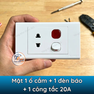 Mặt 1 Ổ Cắm + 1 Hoặc 2 Lỗ Công Tắc Sino Vanlock S18 Chính Hãng (Đã Bao Gồm Hạt Công Tắc Công Tắc 2 Chiều Công Tắc 20A Đèn Báo)