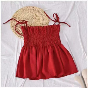 ChoiFoo Summer New Womens Tank Top Wave Edge Strap Camisole Vest Casual Short Top Korean Style Womens Group Fashion Top Sweet And Lovely Sleeveless Top Soft Comfortable Cool Breathable Camisole Vest Top