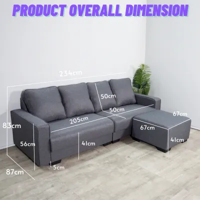 Furniture Direct sofa 4 seater KIYOMI TASMIA 4 seater fabric sofa sofa murah Scandic modern design