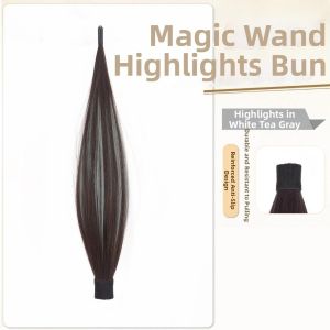 FUNG MALL Tổng hợp Tóc giả búi tự cuốn Quấn quanh linh hoạt 12 inch Tóc giả thẳng dài Thời trang Điểm nổi bật Tóc giả búi hoa dành cho phụ nữ