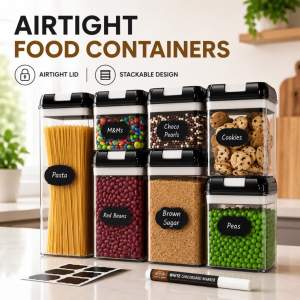 Airtight Food Container Set - Kitchen & Pantry Organization Containers - BPA Free