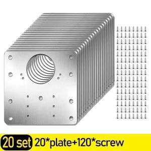 10/20Sets Hinge Repair Plate Kitchen Cabinet Door Hinges Mounting Plate with Screws Flat Fixing Brackets Furniture Hardware Tools