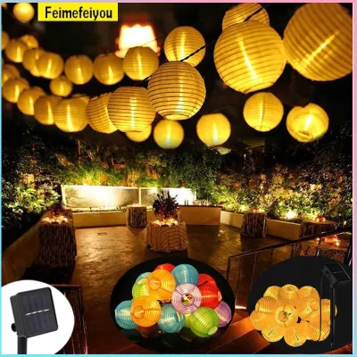 Lantern Ball String Light DIY Color Lantern Solar Fairy Lights Festival Lanterns Outdoor Waterproof Lantern Light Outdoor Chrismas Decor Lantern Solar String Lights Street Garland Solar Lamp For Chrismas Garden Decoration Solar String Lights Waterproof