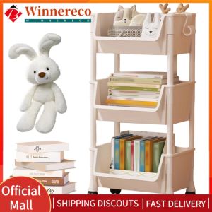Lightweight Plastic Cart with Wheels for Kitchenware and Office Supplies Portable Rolling Storage Solution