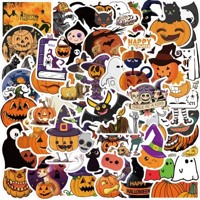 50PCS Halloween Stickers Horror Funny Pumpkin Pack DIY phone Motorcycle Laptop Stationery Stickers