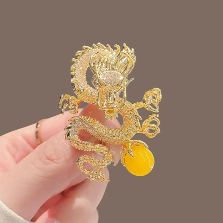 Animal High End Jewelry High End Chinese Dragon Zodiac Brooch