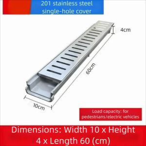 YESMILE Resin Drainage Gutter Single/Double Row Heavy Duty Linear Drain Outdoor Stainless Steel Cover Finished Drainage Ditch Kitchen Balcony Courtyard