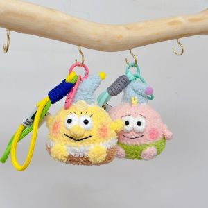 XEANG Anime Figure Plush Doll Pendant Bag Charm Patrick Star Squarepants Keychain Backpack Charms Cartoon Cartoon Plush Keychain Home Decor