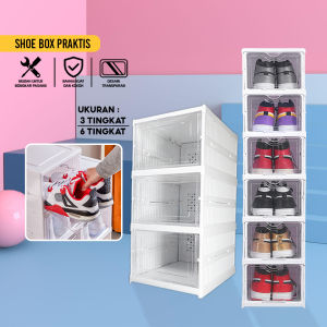 MD-C867 Rak Sepatu Lipat Anti Debu Lemari Multifungsi Serbaguna / Rak Susun Kotak Sepatu Portable Lemari Plastik Shoe Box Praktis MultiLayer