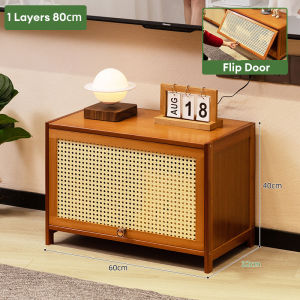 Bamboo TV Cabinet Rattan/Acrylic Door Storage Cabinet 60/80CM Stackable Bookcase 电视柜/书柜