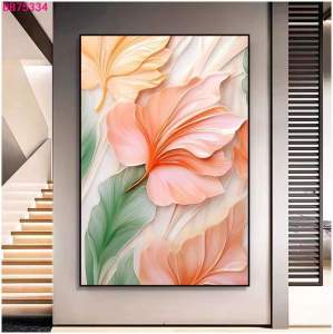 Himalaya Painting Leave Abstract Design 35cmx50cm Frameless Waterproof Sintraboard Decorative Wall No Light