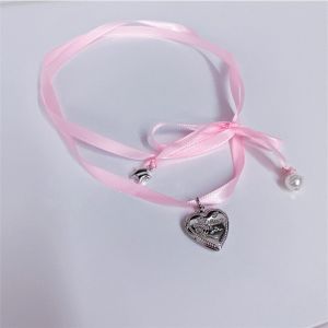GENENIC Korean Style Balletcore Style Ribbon Necklace Pearl Star Love Pendant Clavicle Chain Retro Small Photo Frame Y2K Choker Girl