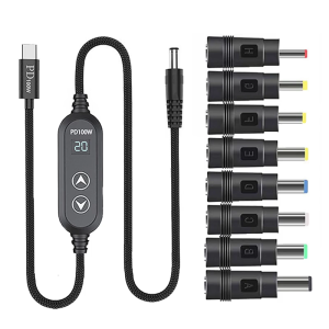Type C To DC5.5mm Power Supply 100W Capacity 5 Power Selection 5-20V Variable Through Integrated Management 8 Adapters