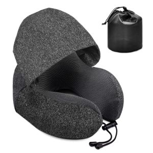 VEIL Soft With Hoodie Noon Break Car Office Head Rest Neck Pillow Airplane Pillow Hooded Travel Pillow Neck Sleeping Cushion