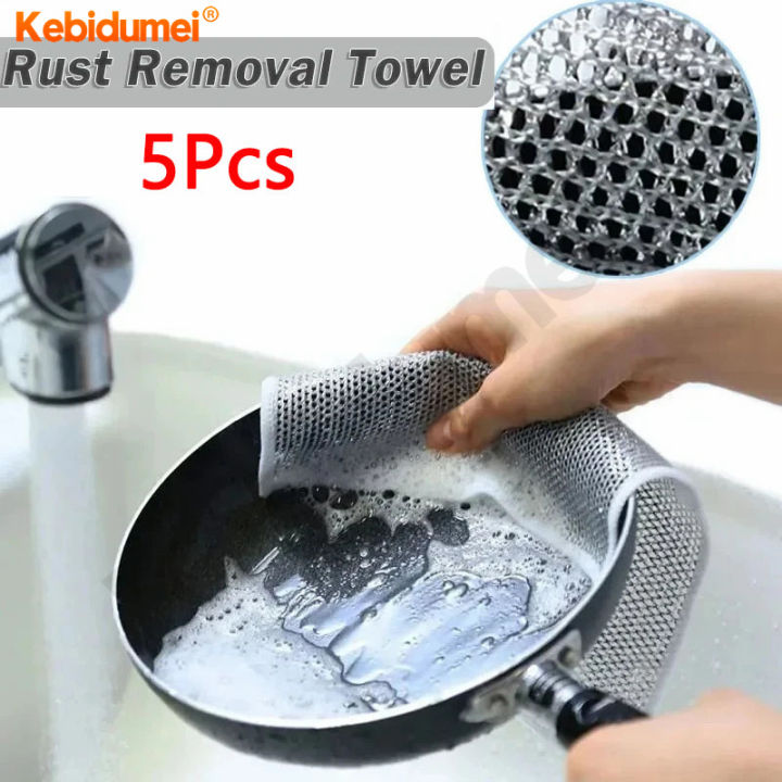 Kebidumei Rust Removal Cleaning Cloth Kitchen Magic Dishwashing Towel ...