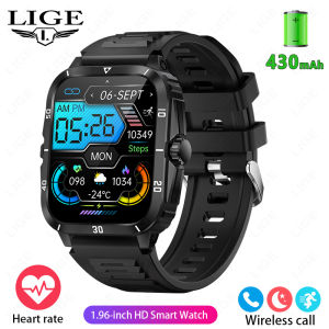 LIGE Original Smart Watch Men Full Touch Screen 430 mAh Battery 30 Meters Waterproof Bluetooth Call Multi-function Fitness Tracker