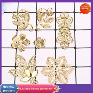 Graceful 50ชิ้นวินเทจโลหะใบไม้ถักลายดอกไม้เครื่องลางงานฝีมือ DIY ทำเครื่องประดับหัตถกรรม