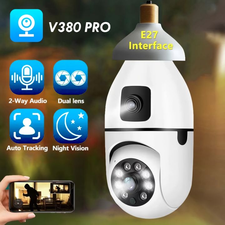 V380 Pro CCTV Bulb Dual Lens 8MP No WIFI Needed Connect Cellphone ...