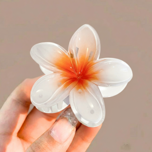 Frangipani Plumeria Flower Hair Claw Clip | Hawaiian Beach Style Egg Flower Hairpin | Korean TransparentHair Accessories