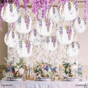 [COD] ZHONGYI0 1PC Wisteria Lantern Paper Lanterns Hanging Lamp Outdoor Garden Wedding Holiday Party Decorations
