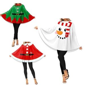 OKKFINE Snowman Christmas Clothes Coat Style Cape Design Christmas Cape  Style Adult Size Christmas Outfit Dance Performance