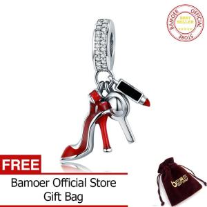 BAMOER Miễn Phí Vận Chuyển Giày Nữ Bằng Bạc Sterling 100% 925 Mặt Dây Chuyền Trang Điểm Tráng Gương Charm Phù Hợp Với Vòng Tay Nữ Trang Sức Tự Làm Quà Tặng Cho Nữ SCC457