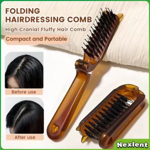 Nexlent Foldable Hairdressing Comb Portable Travel Hair Styling Tool High Cranial Fluffy Hair Comb