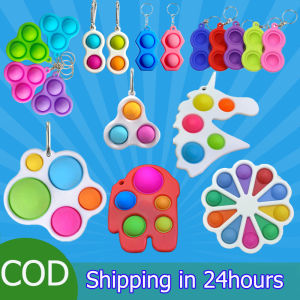 Baby Sensory Mini Among us Fidget Toy Simple Dimple digits unicorn fidget toy keychain popit Push Bubble Color for Baby Early Development Concentration Training Board Early Learn pop it cheap